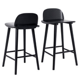 2X Wooden Bar Stool Dining Chair Ash Wood ELISE 65cm BLACK